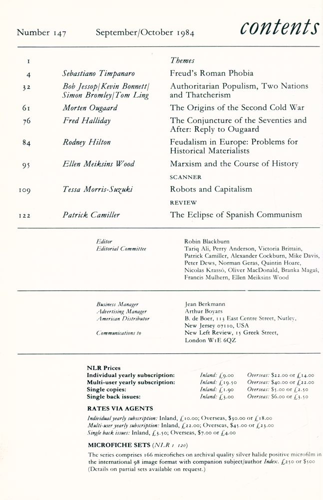 『new left review』  Volume 25 Number 143 - 148 6