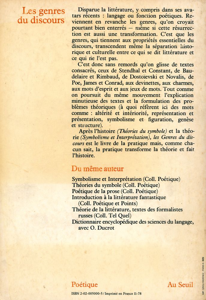 『Les genres du discours』 3