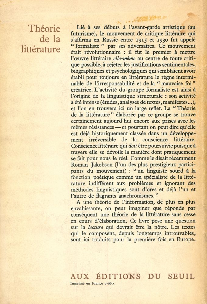 『Théorie de la littérature』 3