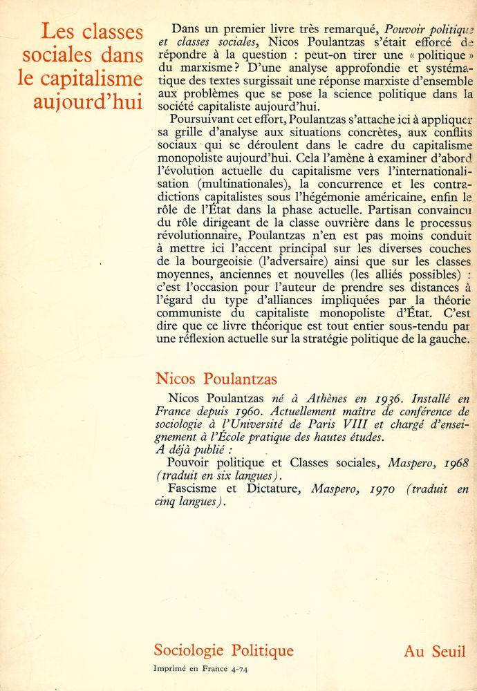 『Les classes sociales dans le capitalisme aujourd'hui』 5