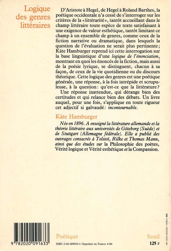『Logique des genres littéraires』 4