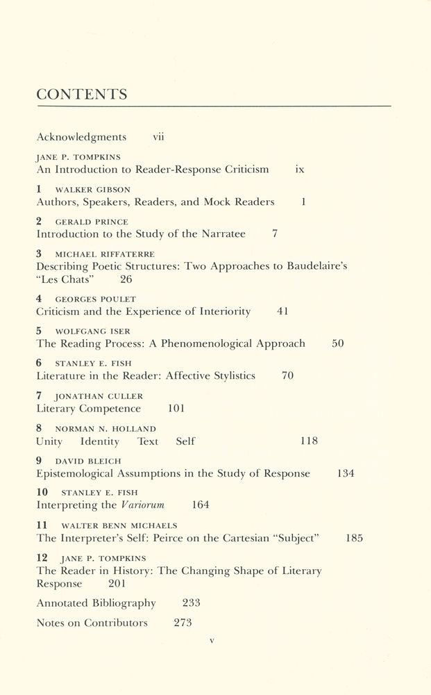 『Reader - Response Criticism : from Formalism to Post-Structiralism』 2