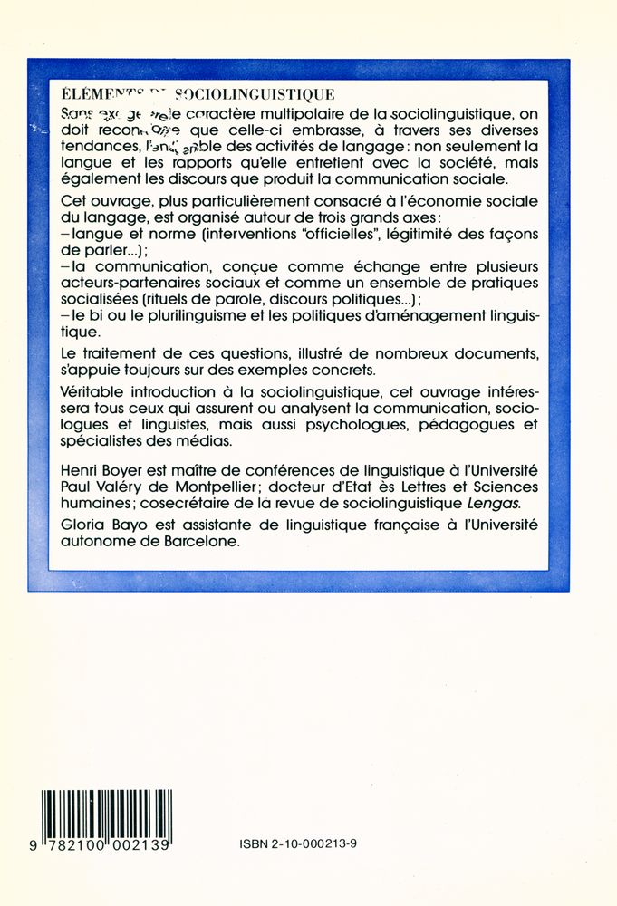 『ÉLÉMENTS DE SOCIOLINGUISTIQUE : Langue, communication et société』 5