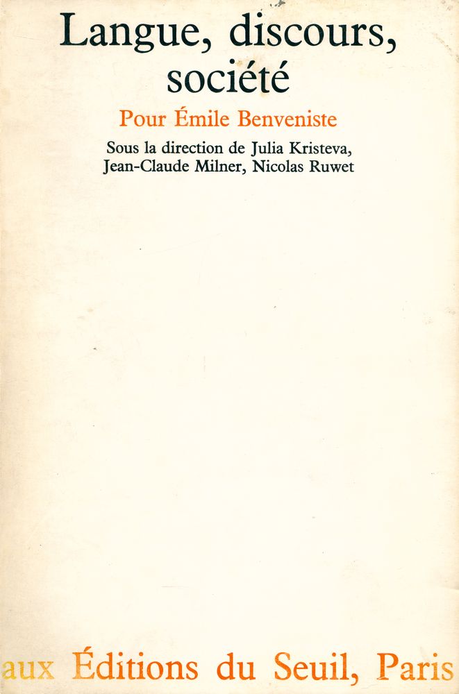『Langue, discours, société : Pour Émile Benveniste』 1