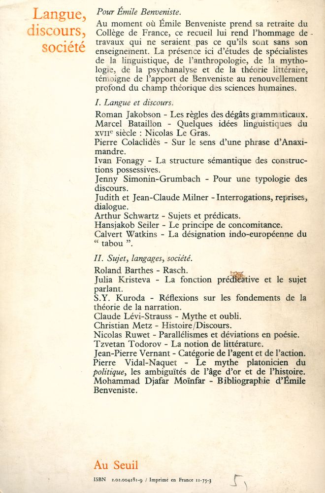 『Langue, discours, société : Pour Émile Benveniste』 3
