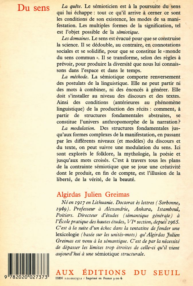 『Du sens : Essais sémiotiques』 3