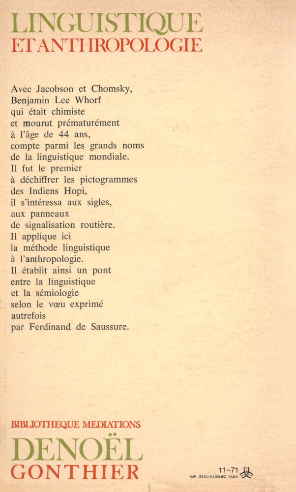 『LINGUISTIQUE ET ANTHROPOLOGIE』 3