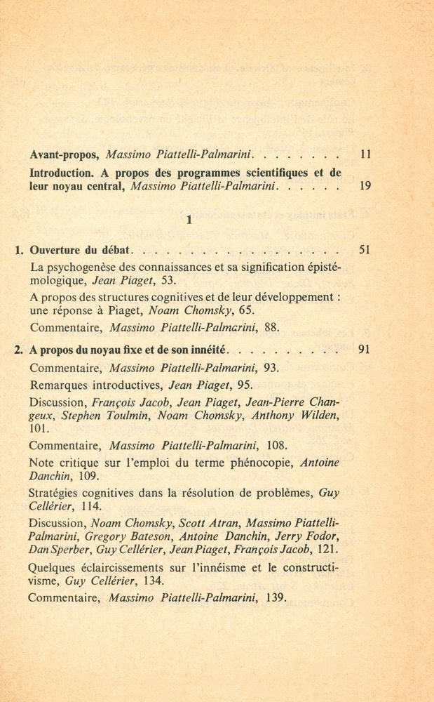 『Théories du langage, Théories de l'apprentissage : Le débat entre Jean Piaget et Noam Chomsky』 2