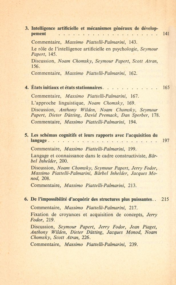 『Théories du langage, Théories de l'apprentissage : Le débat entre Jean Piaget et Noam Chomsky』 3