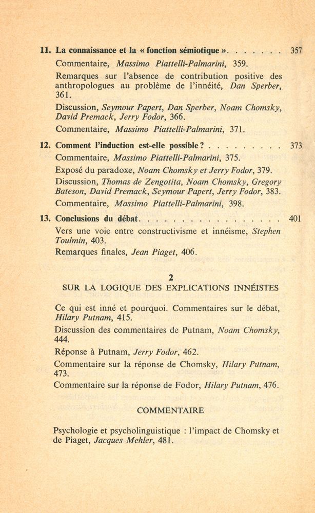 『Théories du langage, Théories de l'apprentissage : Le débat entre Jean Piaget et Noam Chomsky』 5