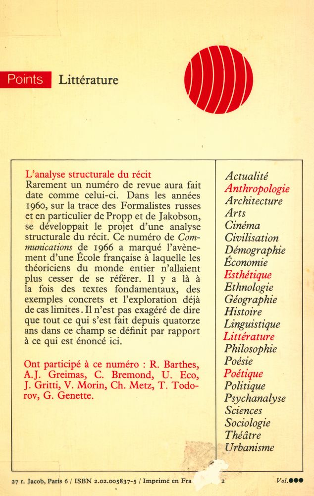 『L'analyse structurale du récit』 3