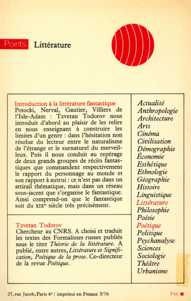 『Introduction à la littérature fantastique』 3