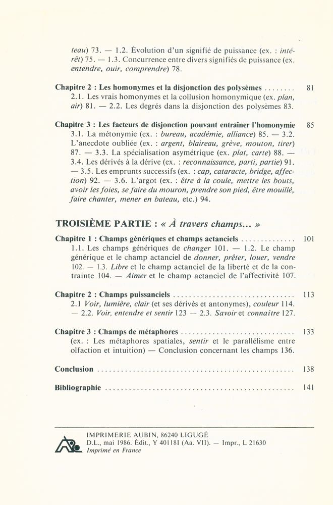 『STRUCTURES SÉMANTIQUES DU LEXIQUE FRANÇAIS』 3