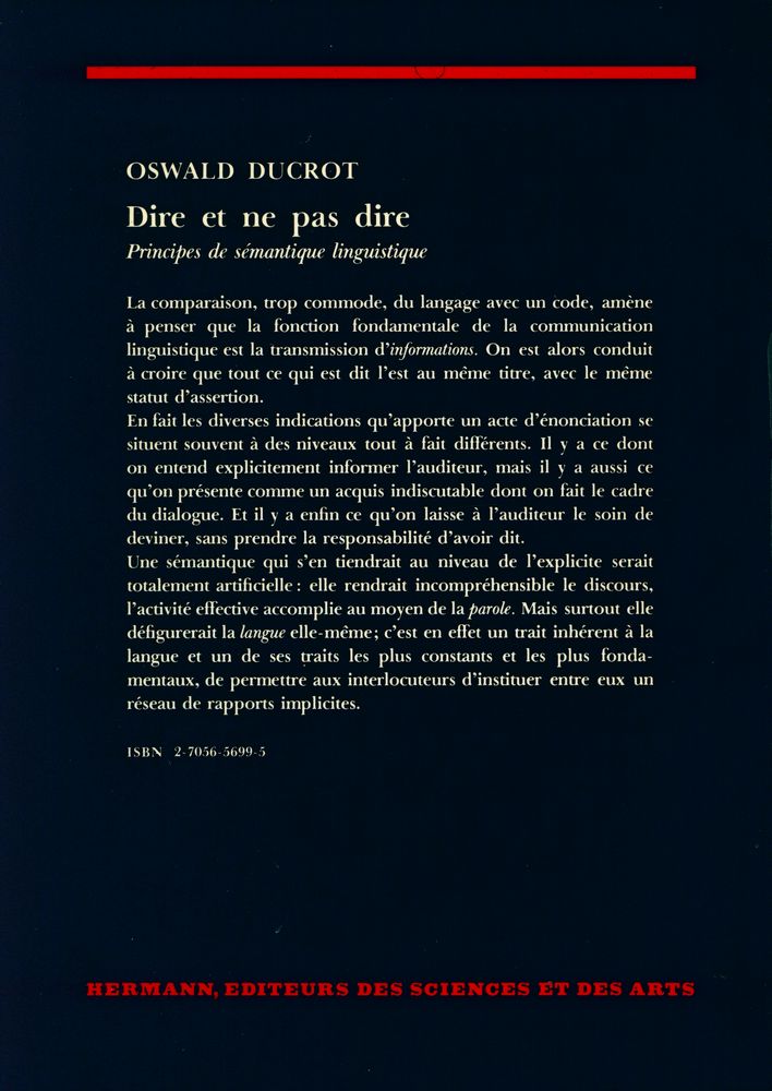 『Dire et ne pas dire : PRINCIPES DE SÉMANTIQUE LINGUISTIQUE』 4