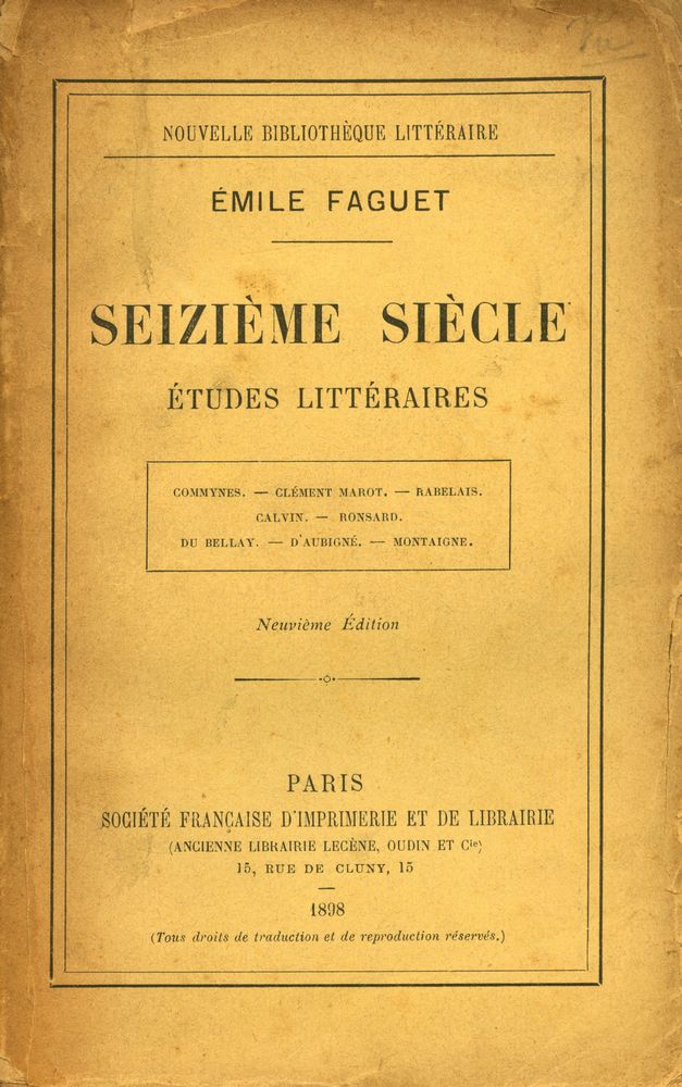 『SEIZIÈME SIÈCLE : ÉTUDES LITTÉRAIRES』 1