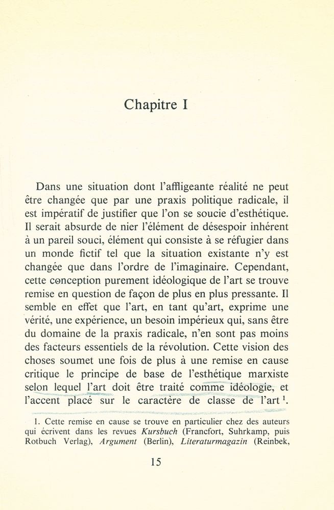 『LA DIMENSION ESTHÉTIQUE : POUR UNE CRITIQUE DE L'ESTHÉTIQUE MARXISTE』 2