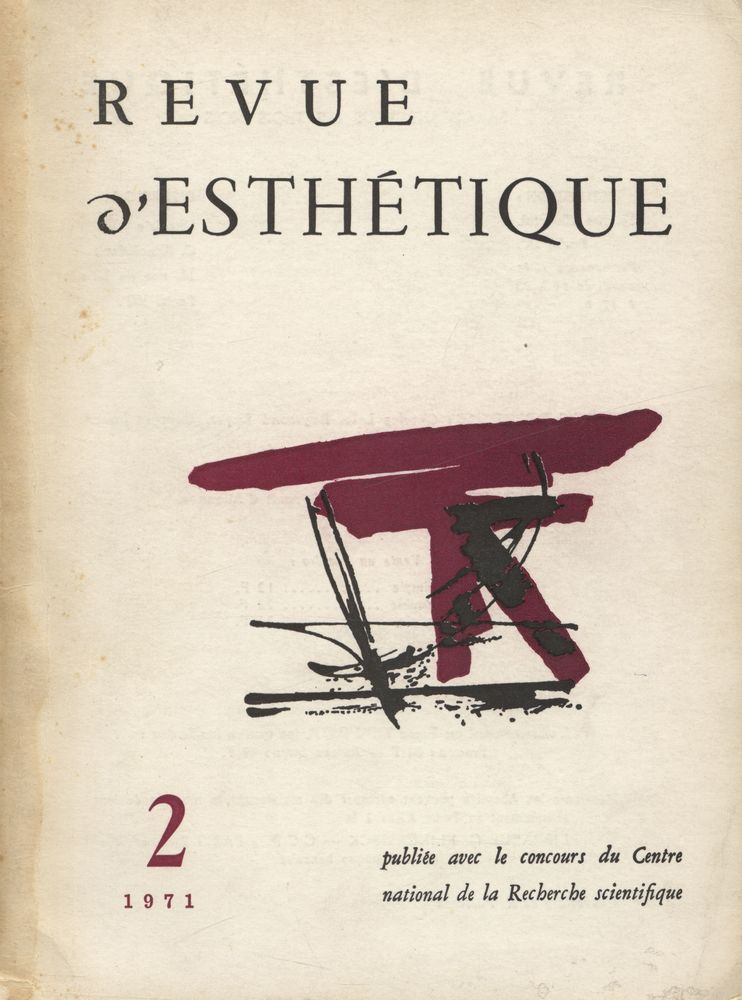 『REVUE d'ESTHÉTIQUE』 TOME XXIV - FASCICULE Ⅱ, AVRIL - JUIN 1971 1