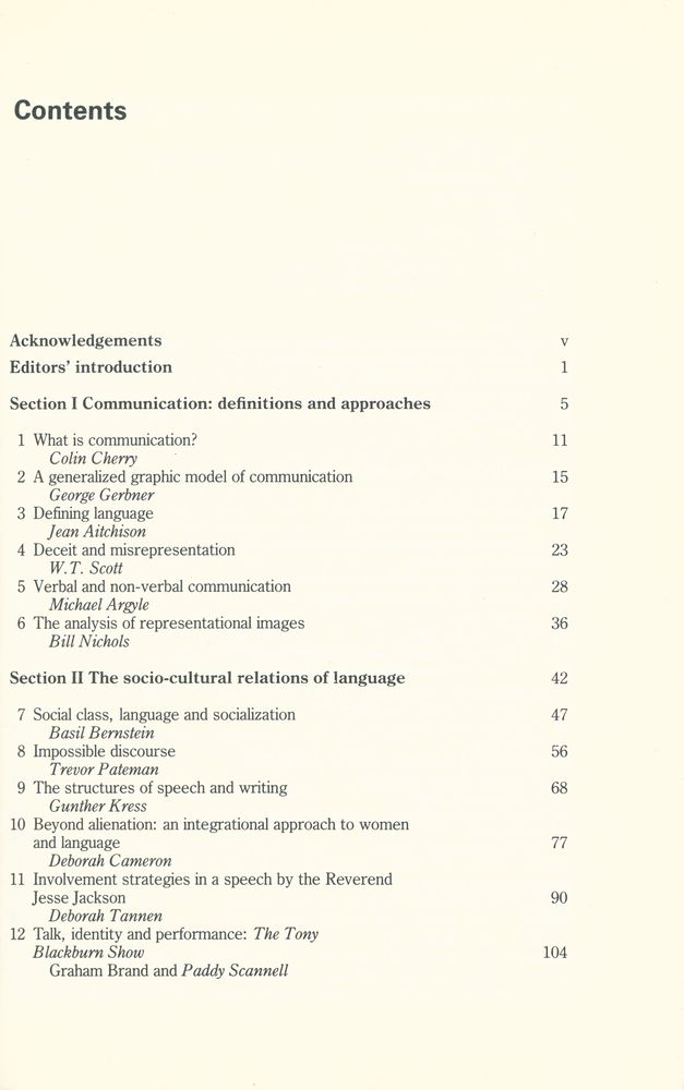 『Communication Studies : An Introductory Reader』 2
