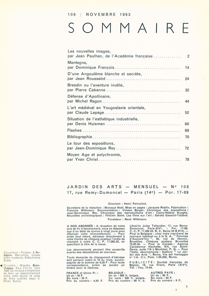 『Jardin des Arts』 Numéro 108 2