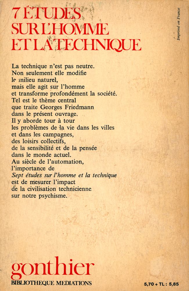 『SEPT ÉTUDES SUR L'HOMME ET LA TECHNIQUE』 3
