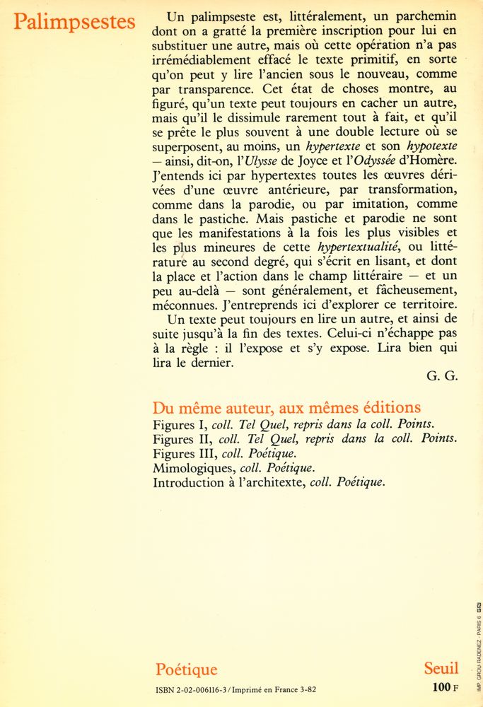 『PALIMPSESTES : LA LITTÉRATURE AU SECOND DEGRÉ』 3