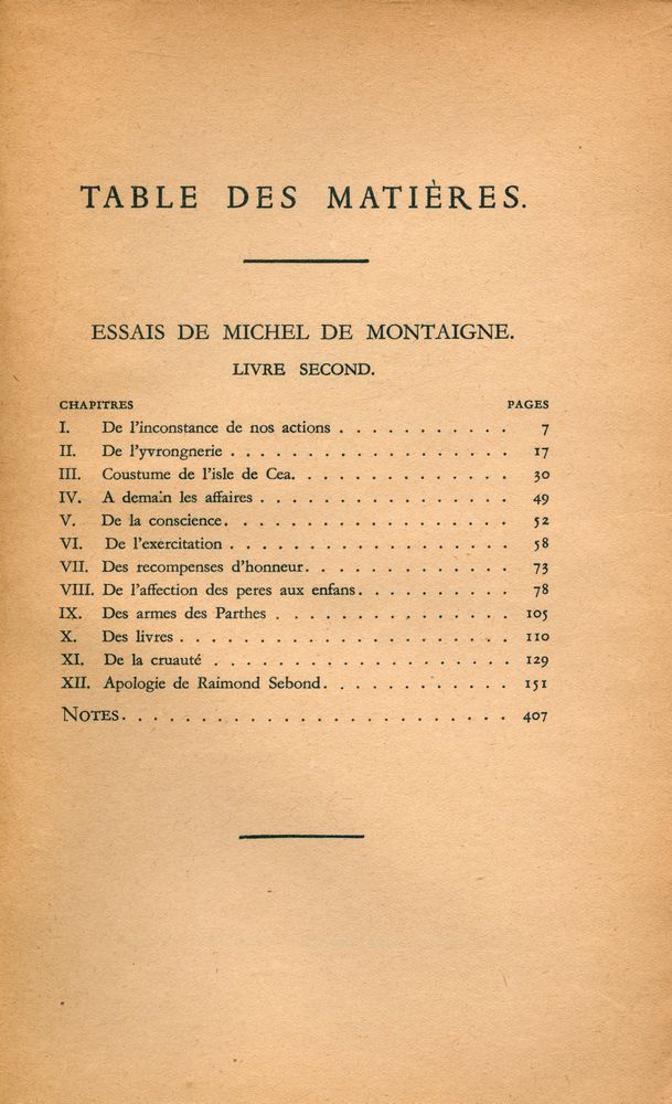 『ESSAIS LIVRE SECOND : Chapitres I à XII』 2