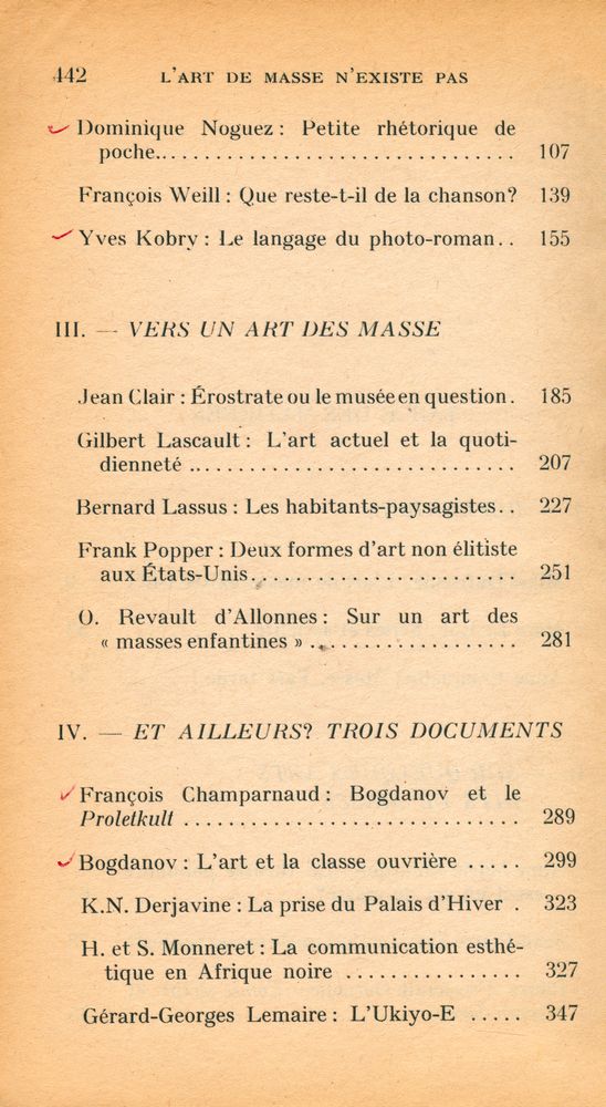 『L'ART DE MASSE N'EXISTE PAS : Revue d'Esthétique』 1974, Nº 3 - 4 3