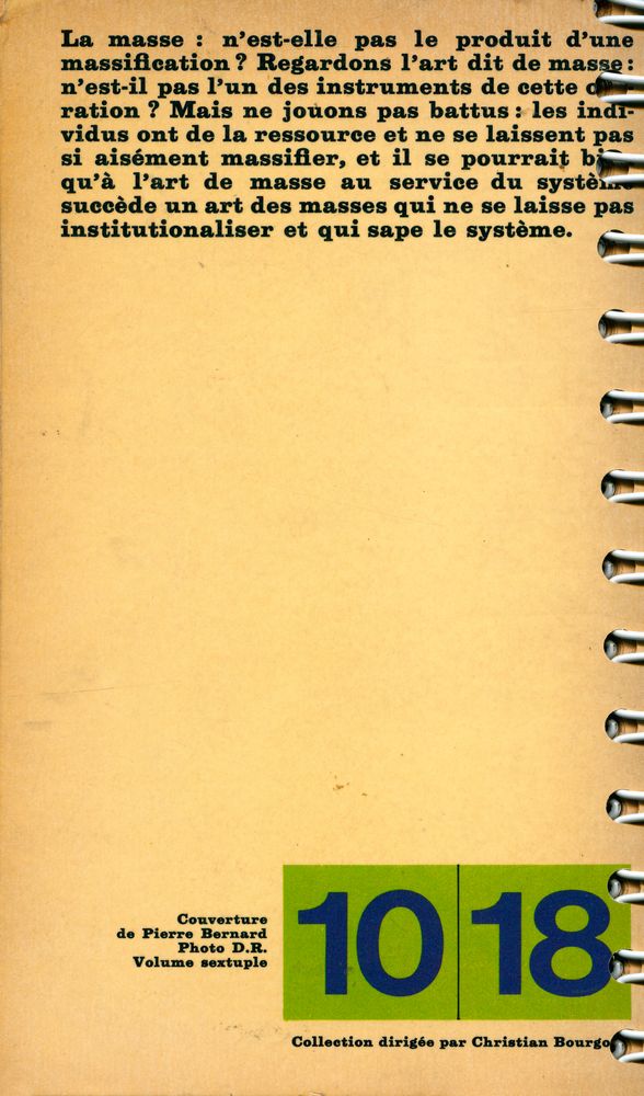 『L'ART DE MASSE N'EXISTE PAS : Revue d'Esthétique』 1974, Nº 3 - 4 5