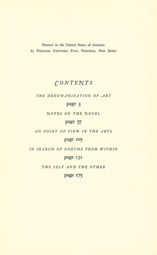 『THE DEHUMANIZATION OF ART : and Other Essays on Art, Culture, and Literature』 2