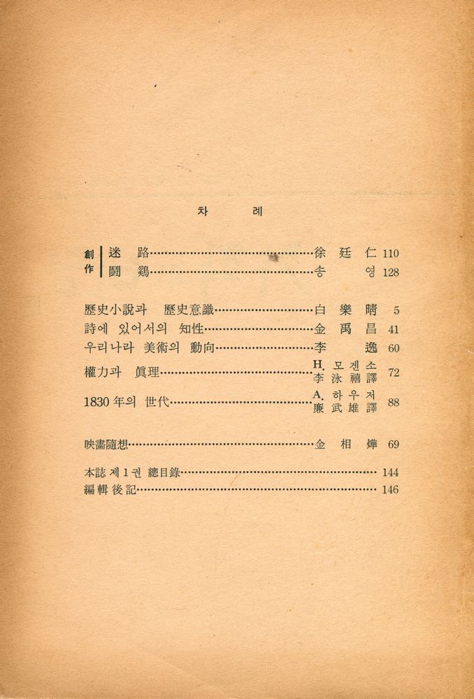 『創作과 批評(창작과 비평)』 1967년 봄호 제2권 제1호 2