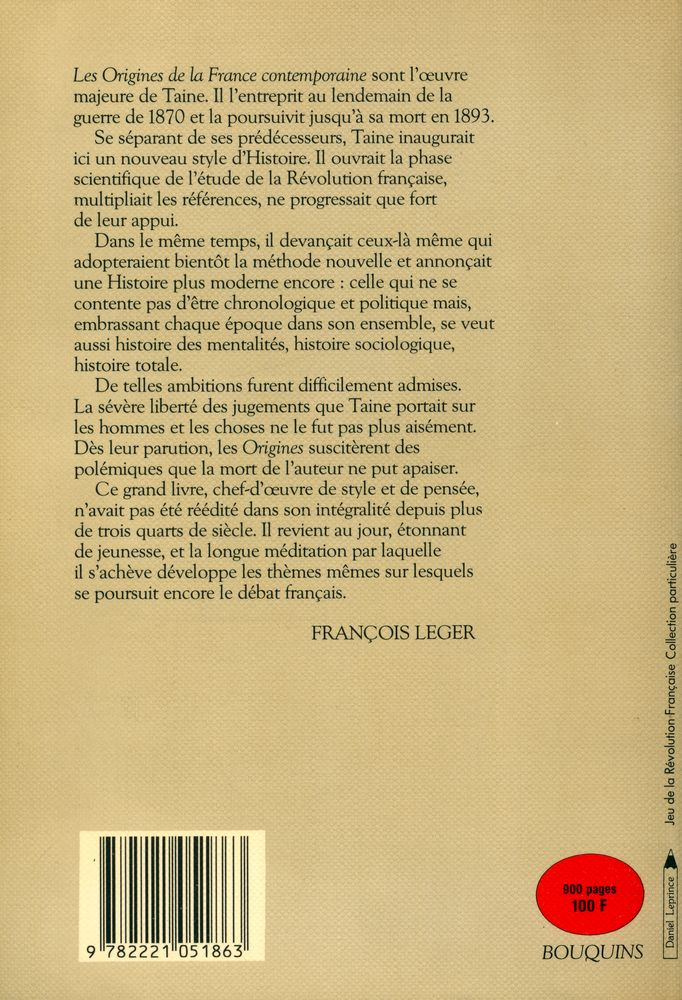 『LES ORIGINES DE LA FRANCE CONTEMPORAINE - L'ANCIEN RÉGIME, LA RÉVOLUTION : L'ANARCHIE - LA CONQUÊTE JACOBINE』