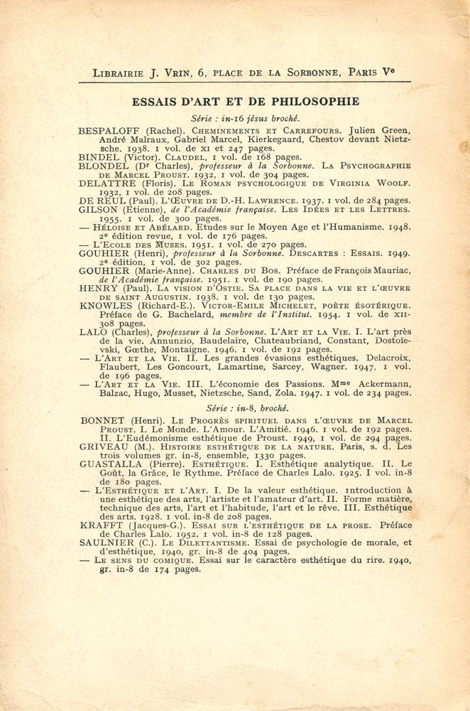 『REVUE d'ESTHÉTIQUE』 JANVIER - JUIN 1958 3