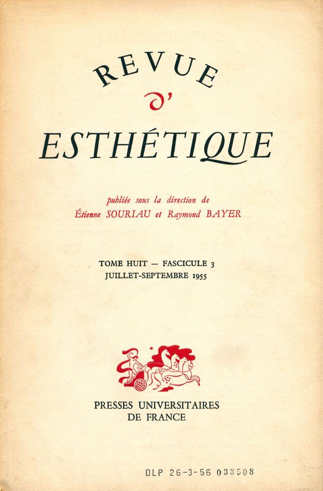 『REVUE d'ESTHÉTIQUE』 JUILLET - SEPTEMBRE 1955 1
