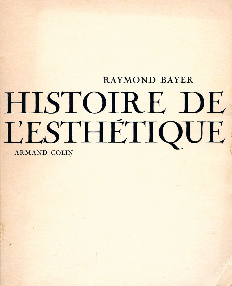 『HISTOIRE DE L'ESTHÉTIQUE』 1