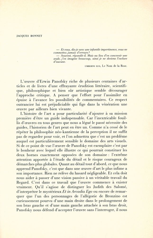 『Pour un temps : Erwin Panofsky』 2