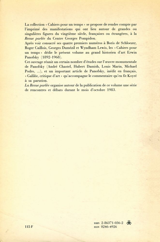 『Pour un temps : Erwin Panofsky』 3
