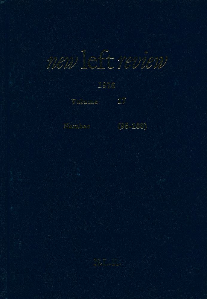 『new left review』 Volume 17 Number 95 - 100 1