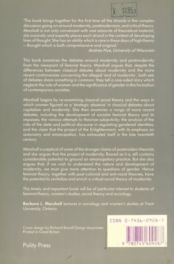 『ENGENDERING MODERNITY : Feminism, Social Theory and Social Change』 5