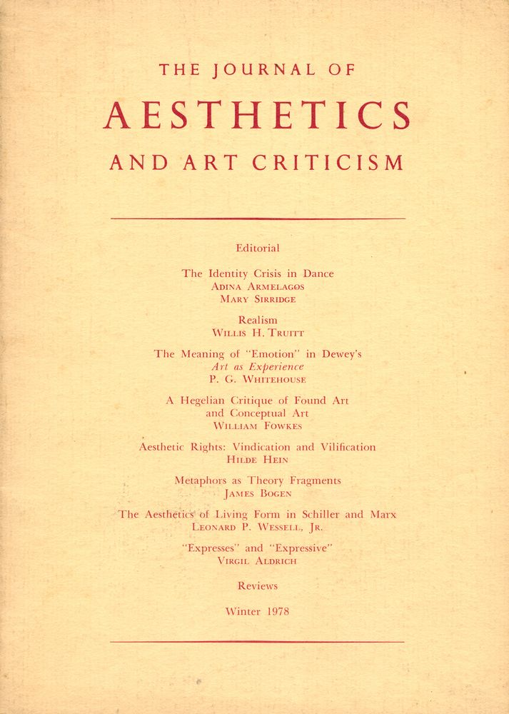 『The Journal Of Aesthetics And Art Criticism』 Volume ⅩⅩⅩⅤⅡ, Number 2, Winter, 1978 1