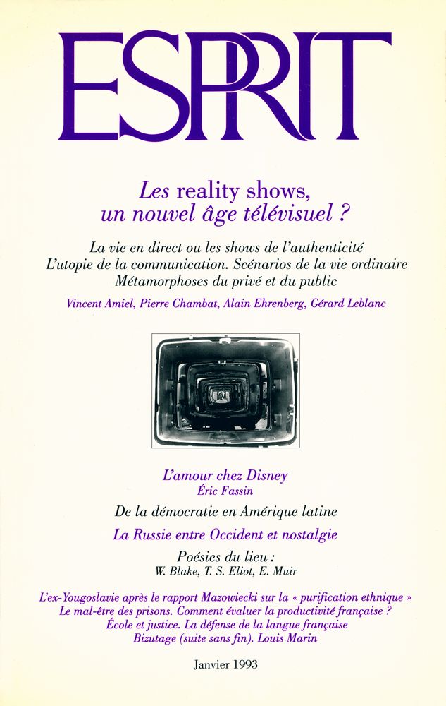 『ESPRIT』 n° 188, janvier 1993 1