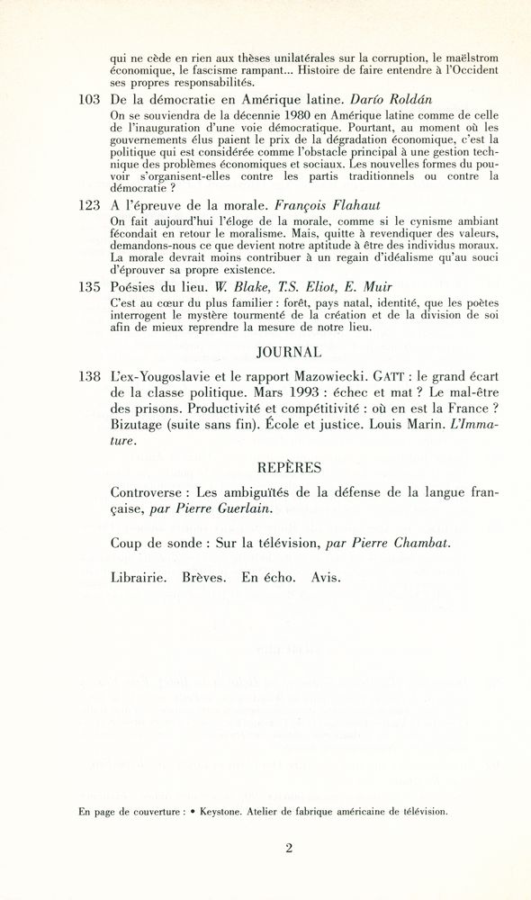 『ESPRIT』 n° 188, janvier 1993 3