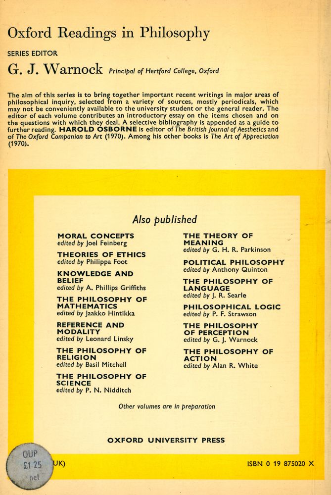 『Oxford Readings in Philosophy : AESTHETICS』 3