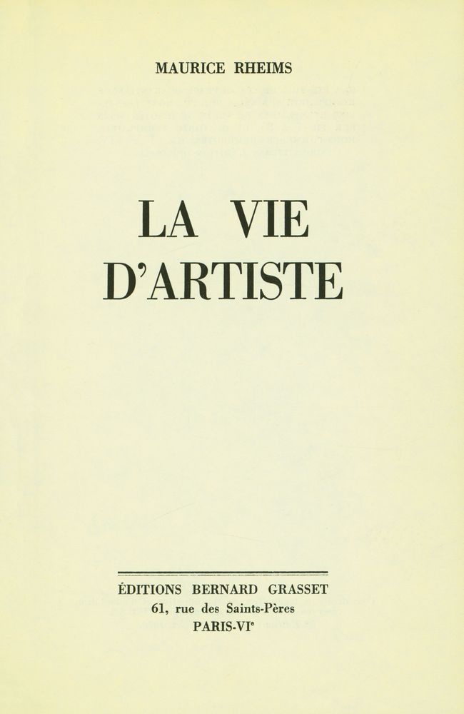 『LA VIE D'ARTISTE』 1
