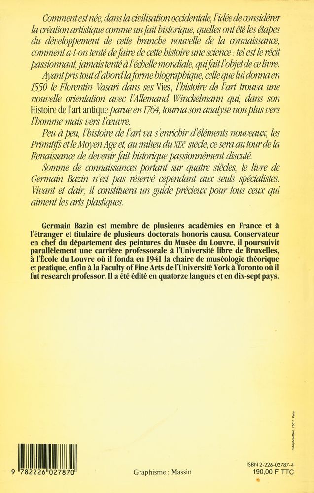 『Histoire de l'histoire de l'art de Vasari à nos jours』 5