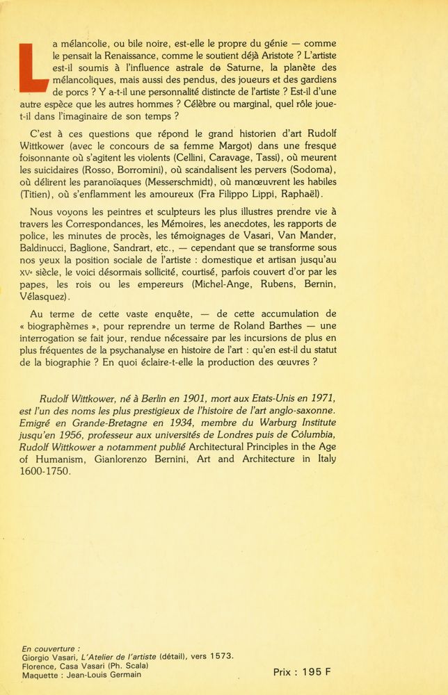 『Les enfants de Saturne : PSYCHOLOGIE & COMPORTEMENT DES ARTISTES de l’Antiquité à la Révolution française』 6