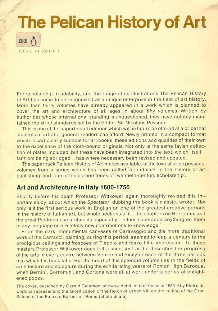 『The Pelican History of Art : Art and Architecture in Italy 1600 - 1750』 6