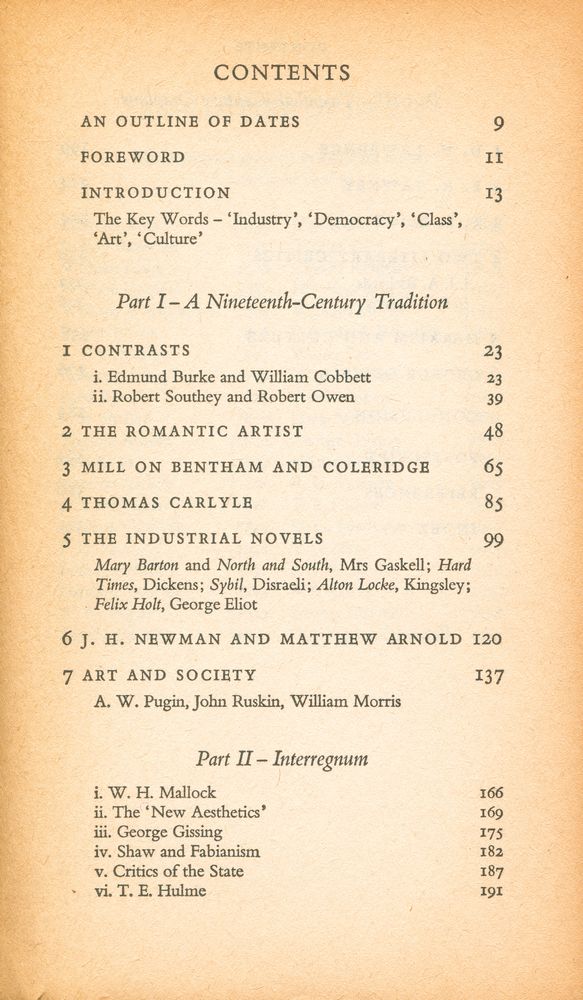 『Culture and Society 1780 - 1950』 2