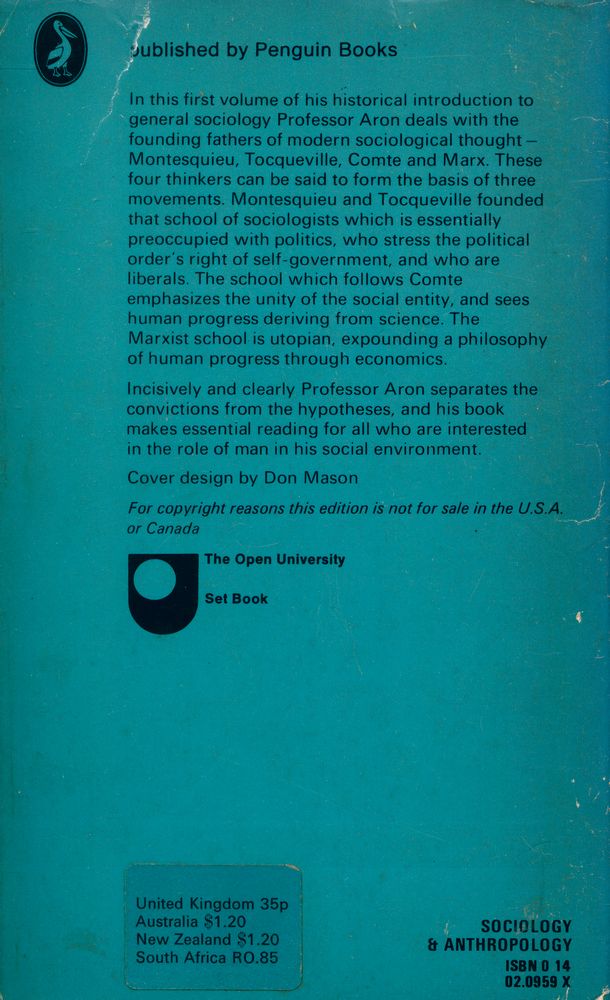 『Main Currents in Sociological Thought 1 : Comte, Montesquieu, Marx, Tocqueville』 3