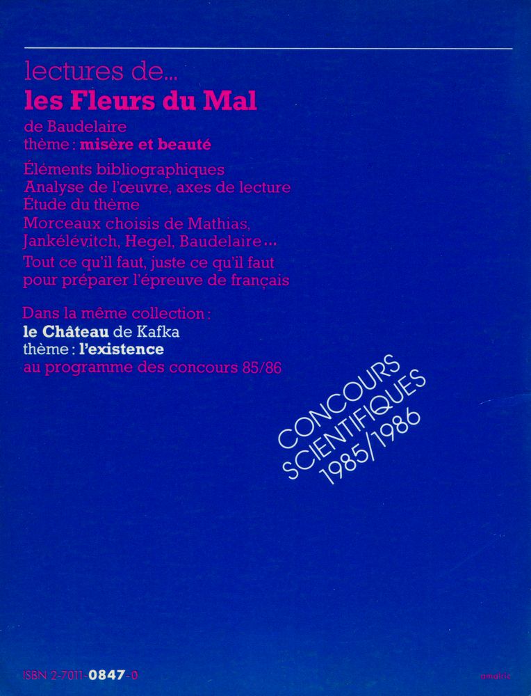 『Lectures de les fleurs du mal de Baudelaire : thème misère et beauté』 4
