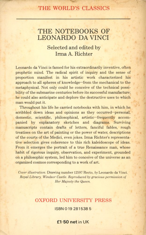 『Oxford World's Classics - The Notebooks of Leonardo Da Vinci』 5